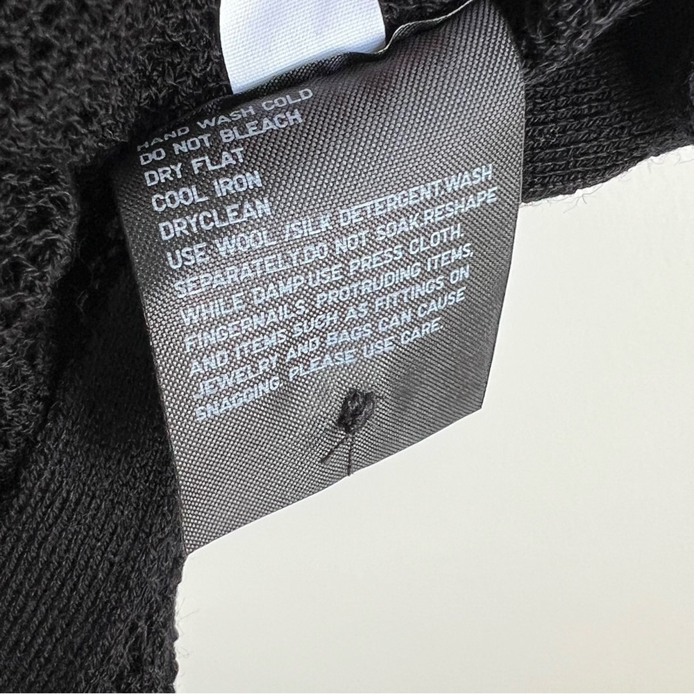 UNIQLO Lace Knit Dress Wool A-line Button Down Black  XS Open Knit midi collared - Picture 11 of 14